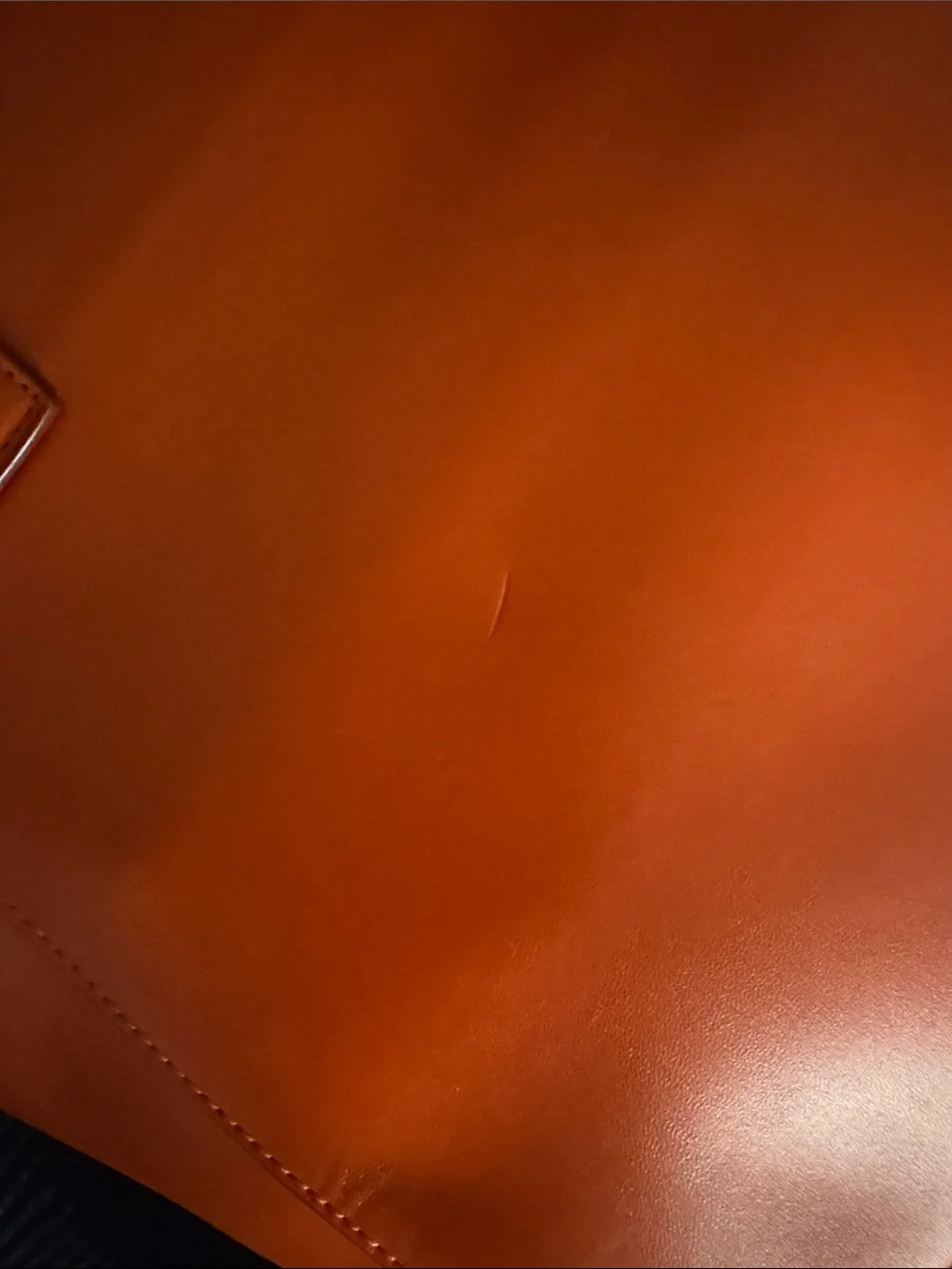 Orange Vegan Leather Tote Handbag -
